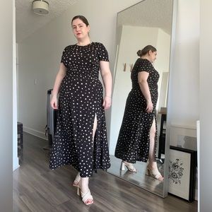 Aritzia black and white polka dot maxi dress